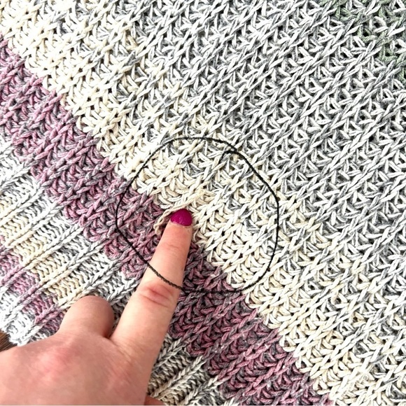 American Eagle Oversized Slouchy Knit Stripe Purple Blue Crewneck Sweater XL - Picture 11 of 14